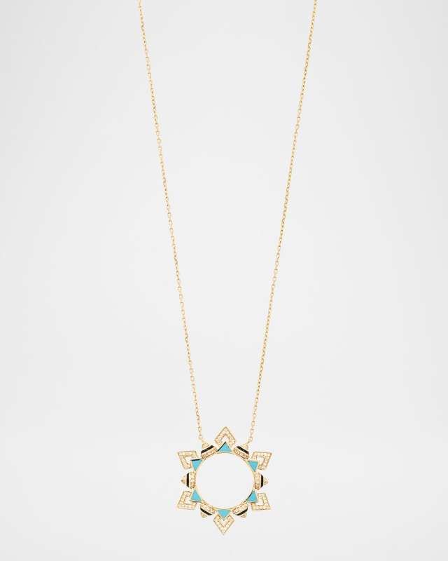 18K Yellow Gold Mosaic Necklace with HyCeram and Diamonds